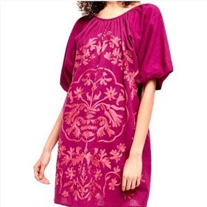 NWT Free People Embroidered Fiona Dress in Bright Plum (Pink/Purple) XS